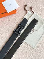 HM Buckle Belt Black Calfskin 187504