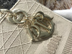 MEDIUM LADY D-LITE BEIGE CANNAGE EMBROIDERY