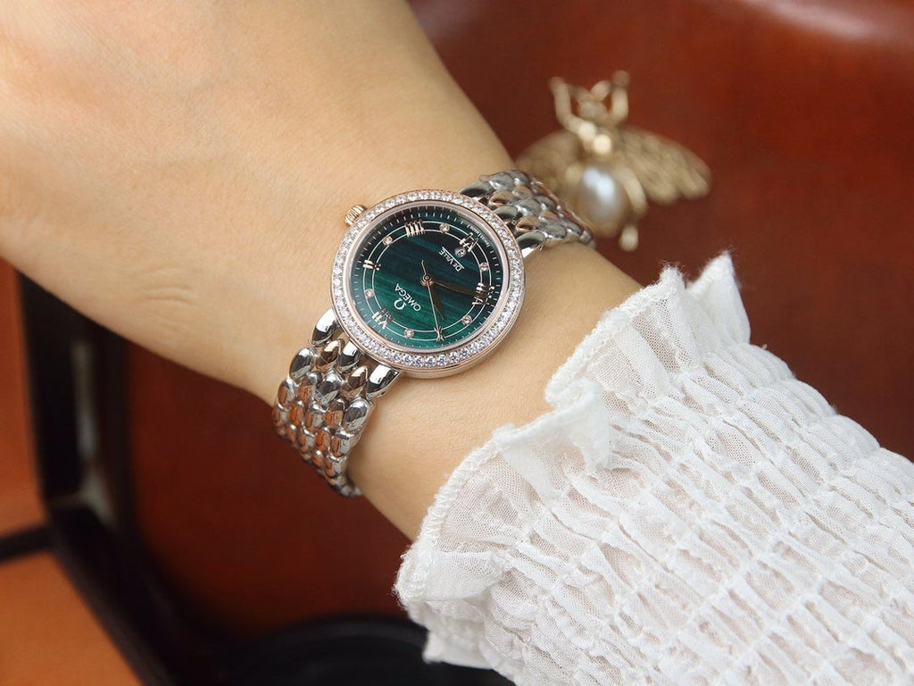 DEVILLE LADYMATIC 29MM TWO TONE BLUE DIAL DIAMOND BEZEL