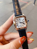 SANTOS DE CARTIE QUARTZ 28MM ROSE GOLD STEEL