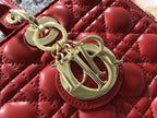 LARGE LADY BAG 32CM RED CANNAGE LAMBSKIN