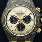 DAYTONA 40MM CUSTOM CARBON FILBER CREAM DIAL YELLOW TEXTILE