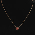 STAR NECKLACE PINK GOLD 1 DIAMOND