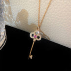 FLORET KEY PEDANT NECKLACE PINK DIAMOND