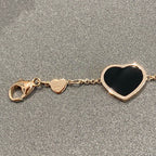 HAPPY HEART ONYX PINK GOLD BRACELET