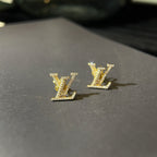 LV LOGO DIAMOND STUD EARRINGS