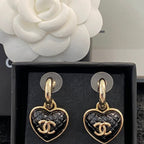 HEART CC QUILTED DROP EARRINGS