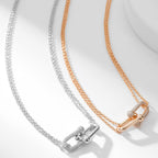 HARDWEAR DIAMOND PEDANT DOUBLE CHAIN NECKLACE