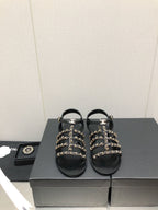 sandals black lambskin
