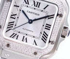 SANTOS LADY 35.1MM AUTOMATIC SILVER DIAMOND BEZEL