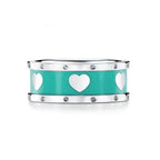 HEART BLUE ENAMEL SILVER RING