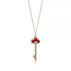 FLEUR DE LIS PINK GOLD DIAMOND CARNELIAN NECKLACE