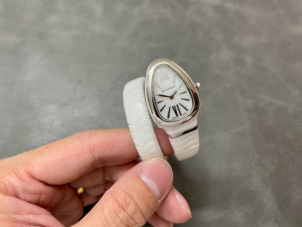 SERPENTI SPIGA WHITE CERAMIC SILVER