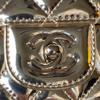 FLAP BAG MINI RECTANGE 20CM GOLD METALIC CALFSKIN