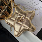 FLAP BAG MINI RECTANGE 20CM GOLD METALIC CALFSKIN