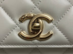 CC TRENDY 20CM WHITE LAMBSKIN GOLD HARDWARE