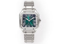 SANTOS LADY 35.1MM STEEL CASE DEEP GREEN DIAL DIAMOND BEZEL