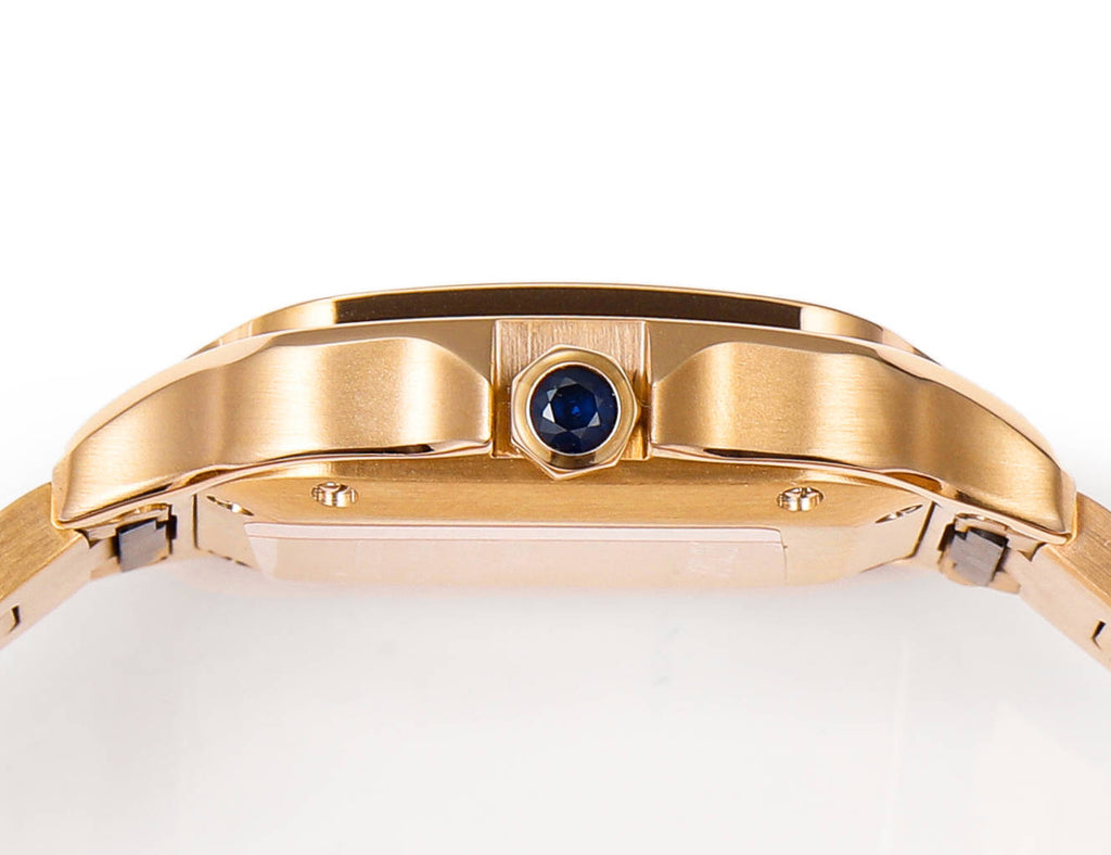 SANTOS LADY 35.1MM GOLD CASE GOLD DIAL DIAMOND BEZEL