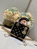 MINI LADY 17 BUTTERFLY STUD BLACK LAMBSKIN