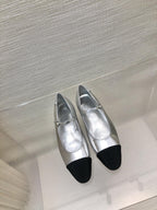mary janes silver black metalic lambskin grosgrain