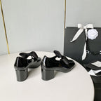 mary janes 60 black patent calfskin bow