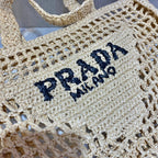 PRA SMALL LOGO RAFIA TOTE 38CM