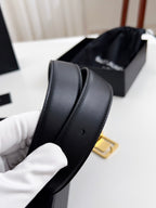 YSL Belt 30mm Black Calfskin Gold Hardware