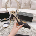 Chanel Slingback Pump Black Sheepskin 174550