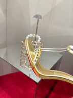 CL Spiked Strap Sandals 100mm Gold Leather 346013