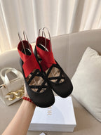 Dior Ballet Shoe Black Red Sheepskin Frabic 174737