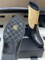 Chanel Boot 25 Beige mix Black Cowhide Suede 175368