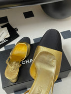 Chanel 2025 Slingback 65mm Gold Metalic Lambskin