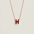 HM CLIC RED ENAMEL GOLD NECKLACE