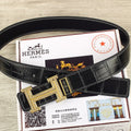 HM Original Belt 38mm Black Crocodile Pattern Gold Buckle 620264