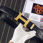 HM Constance Belt 38mm Black Calfskin Gold Buckle 619961