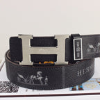 HM Constance Belt 38mm Black Cowhide Sliver Buckle 620194