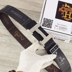 HM Constance Belt 38mm Black Cowhide Sliver Buckle 620194
