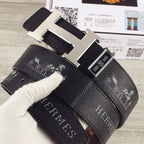 HM Constance Belt 38mm Black Cowhide Sliver Buckle 620194