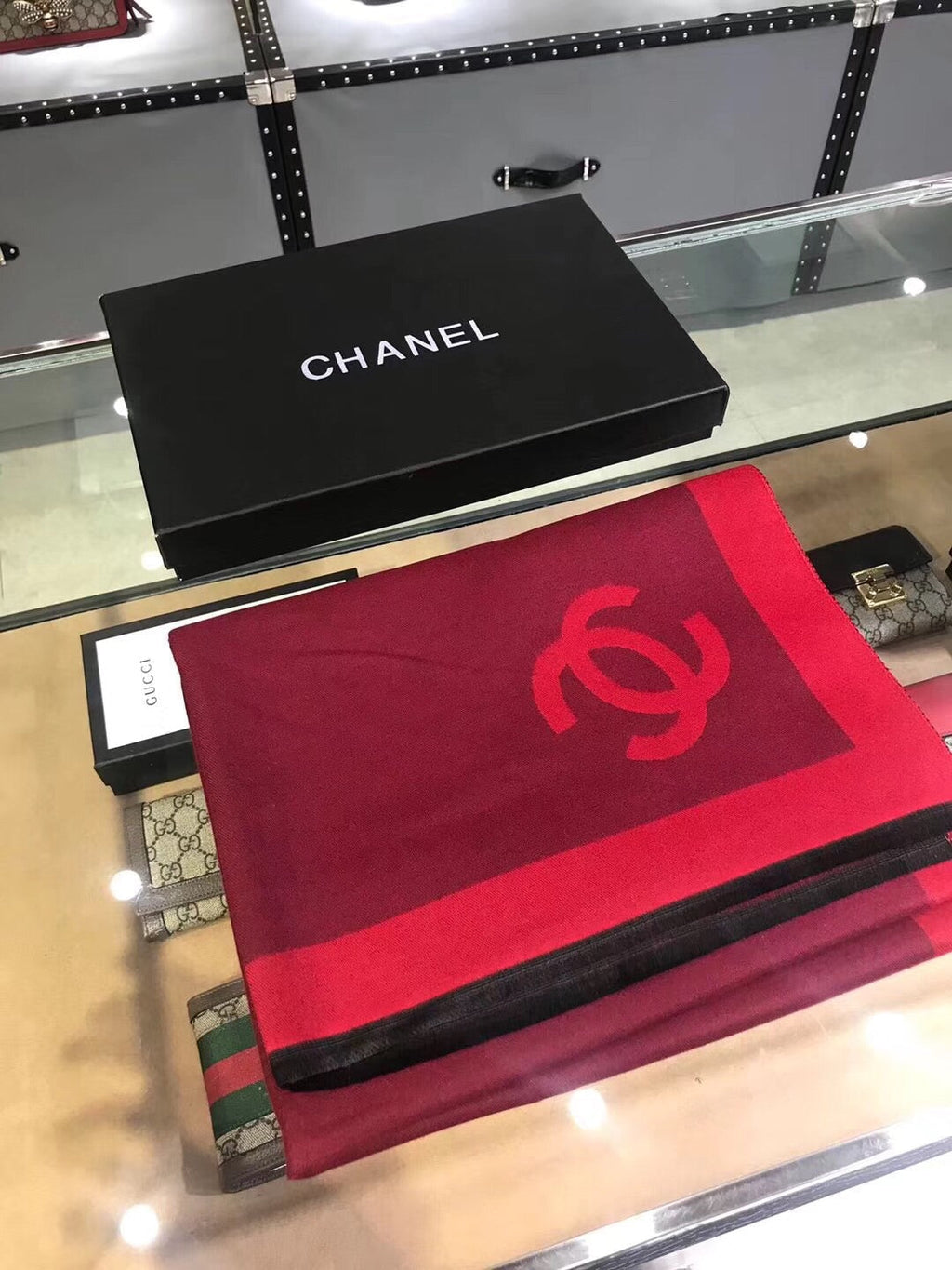 CC Scarf 180 CM In Dark Red Mix Bright Red Cashmere 360522