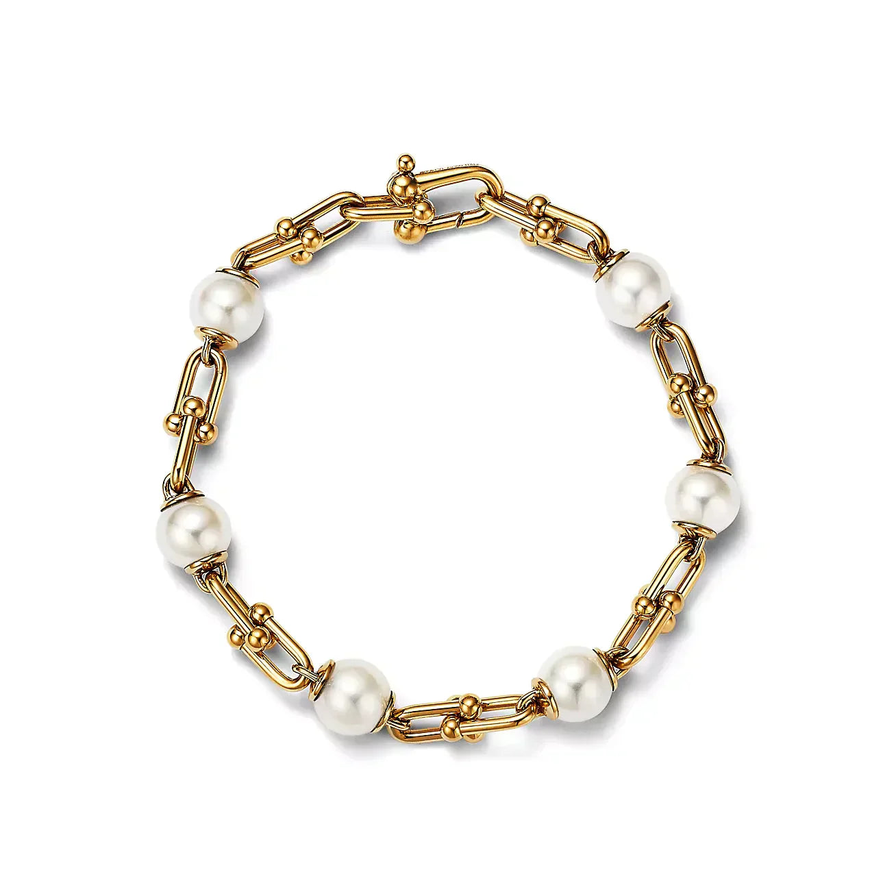 LINK BRACELET GOLD WITH FRESHWATER PEARLS
