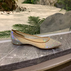 CL Follies Strass Flats Mesh and Patent Leather Silver