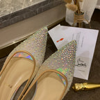 CL Follies Strass Flats Mesh and Patent Leather Silver