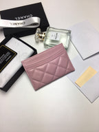 CC CARD HOLDER 11.2 BABY PINK CALFSKIN SILVER ICON