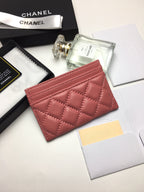 CC BOY CARD HOLDER 11.2 CORAL CALFSKIN GOLD ICON