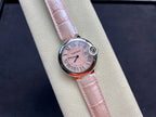 Cartier Balloon 33mm Silver Pink Leather
