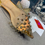 CL Collaclou Spike Clear Flat Embellished Pvc and Metallic Leather Gold