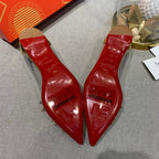 CL Collaclou Spike Clear Flat Embellished Pvc and Metallic Leather Gold