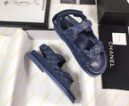 CC 25S Dad Sandal Dark Blue Denim Beige Calfskin