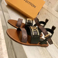 LV Academy Flat Sandal Dark Brown Cowhide