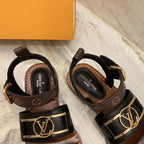 LV Academy Flat Sandal Dark Brown Cowhide